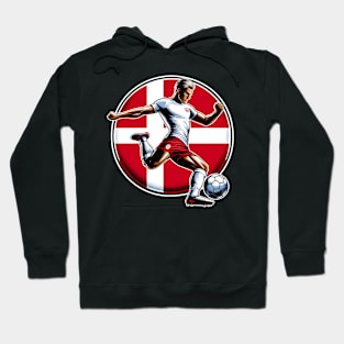 Dynamic Denmark Soccer Star in Action - Vector Design Hoodie